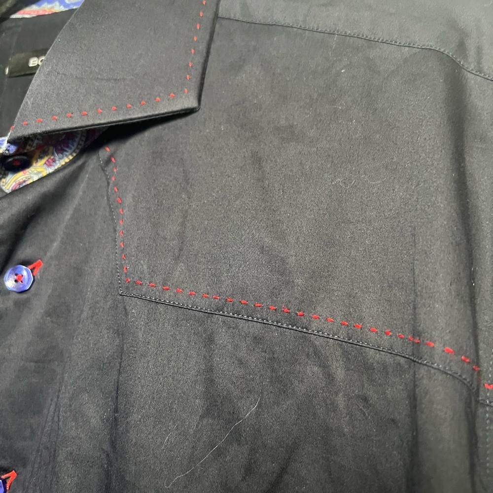 BOGOSSE men’s black Designer dress Shirt size 5 - Picture 5 of 9